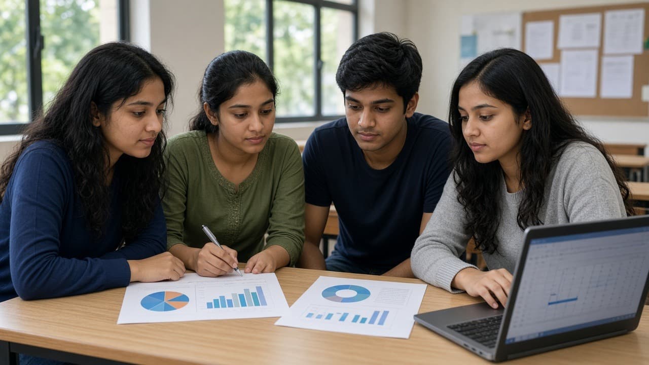 A team reviewing charts from a machine learning lab